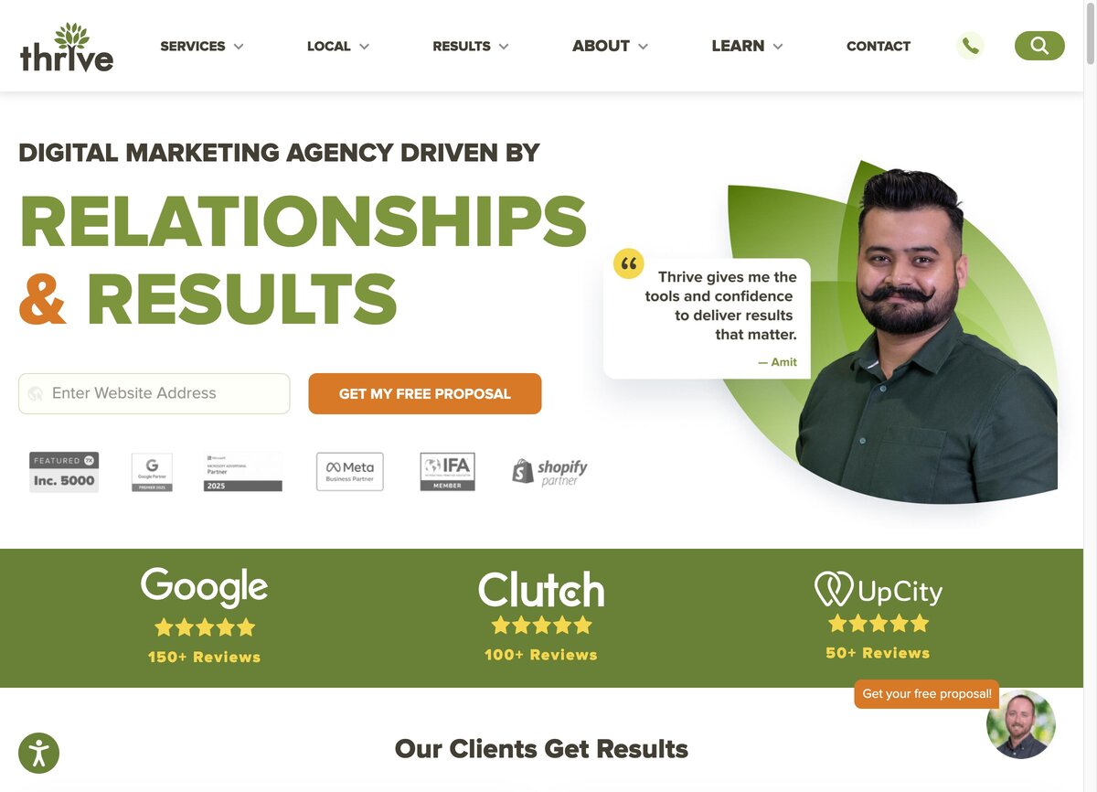 Thrive Agency homepage